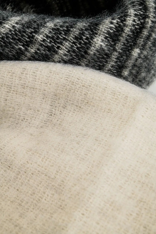 Fringed striped scarf in black - One Size / Black - Scarves & Hats