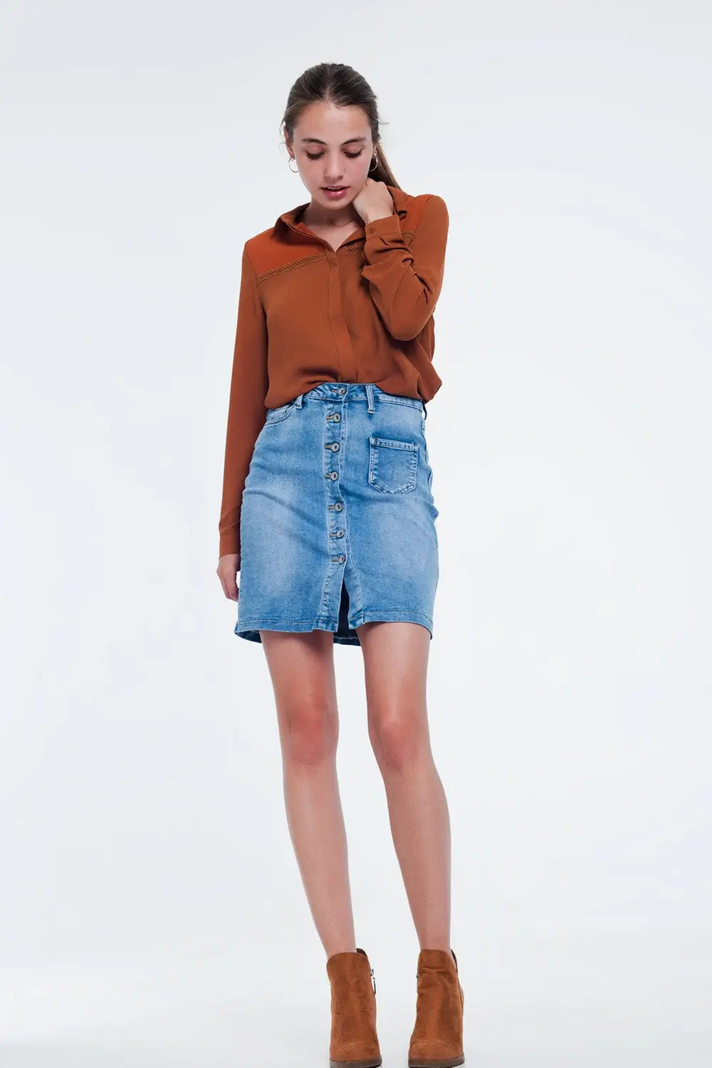 Front insert blouse orange - Shirts