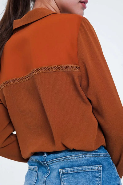 Front insert blouse orange - Shirts