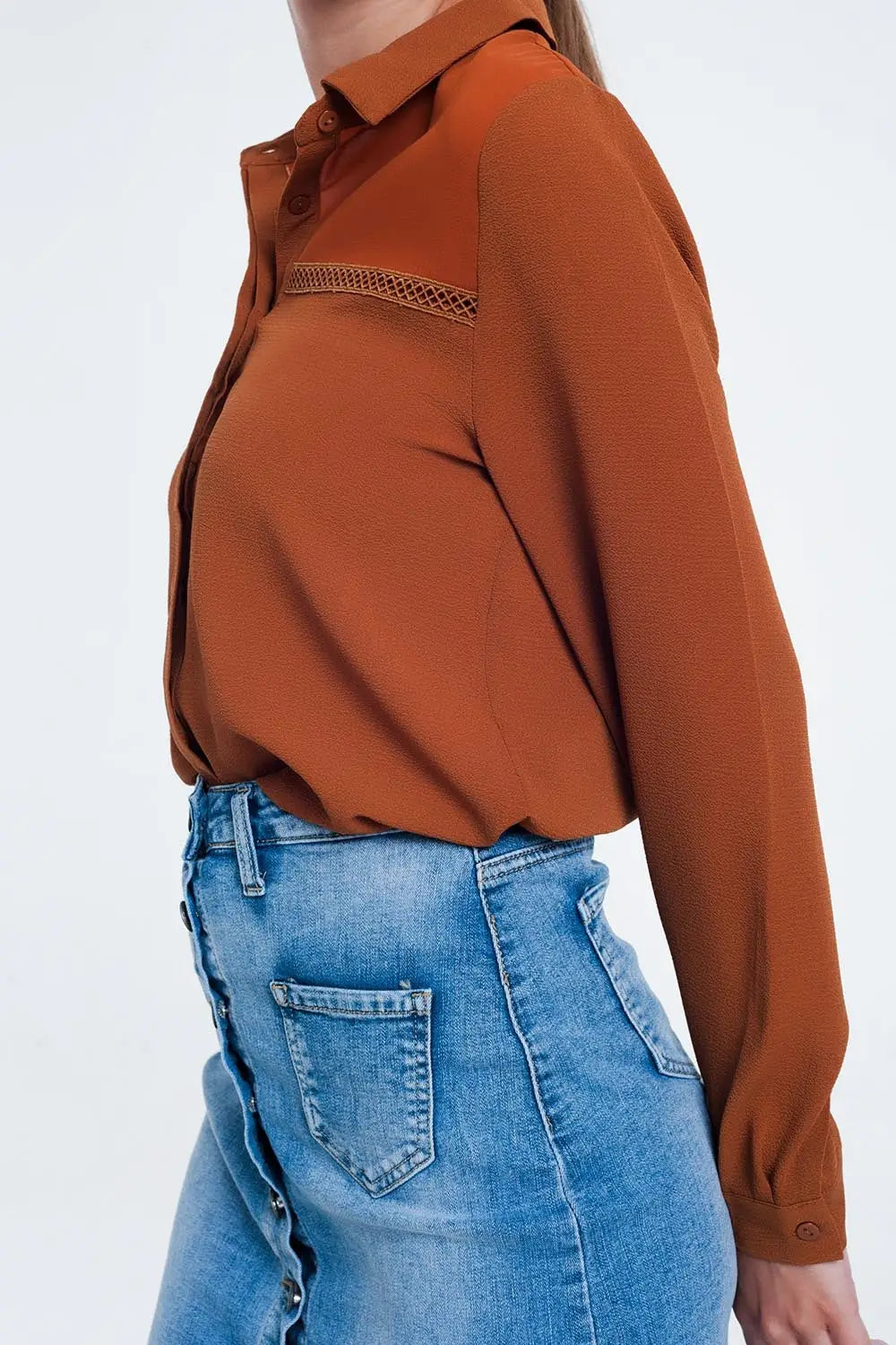 Front insert blouse orange - Shirts