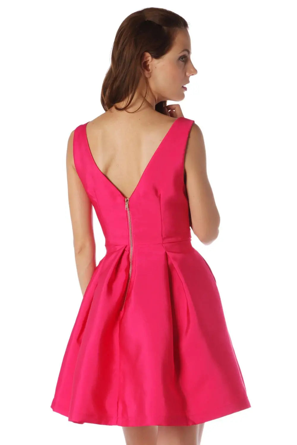 Fuchsia bow waist skater dress - Dresses