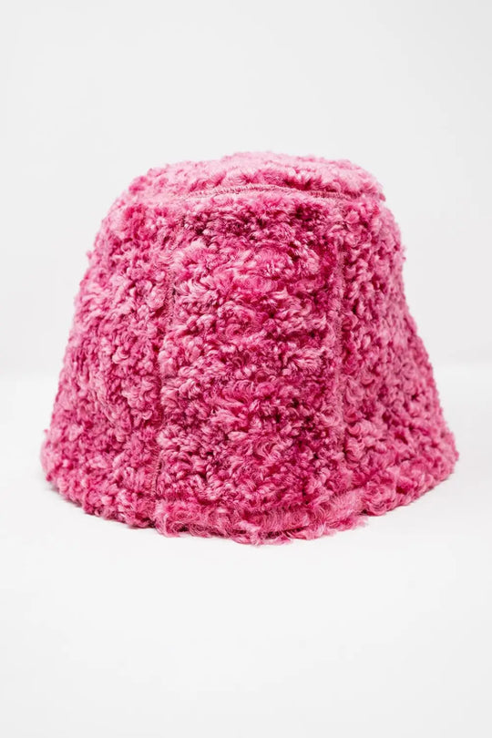 Fuchsia bucket hat borg - One Size / Pink