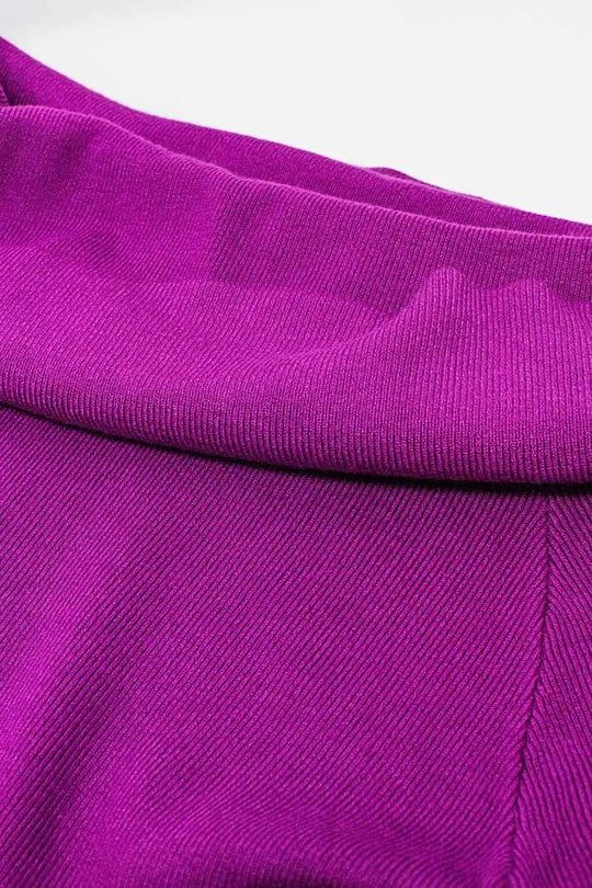 Fuchsia fine knit sweater with a wide boat neck - One Size / Fuchsia - Sweaters