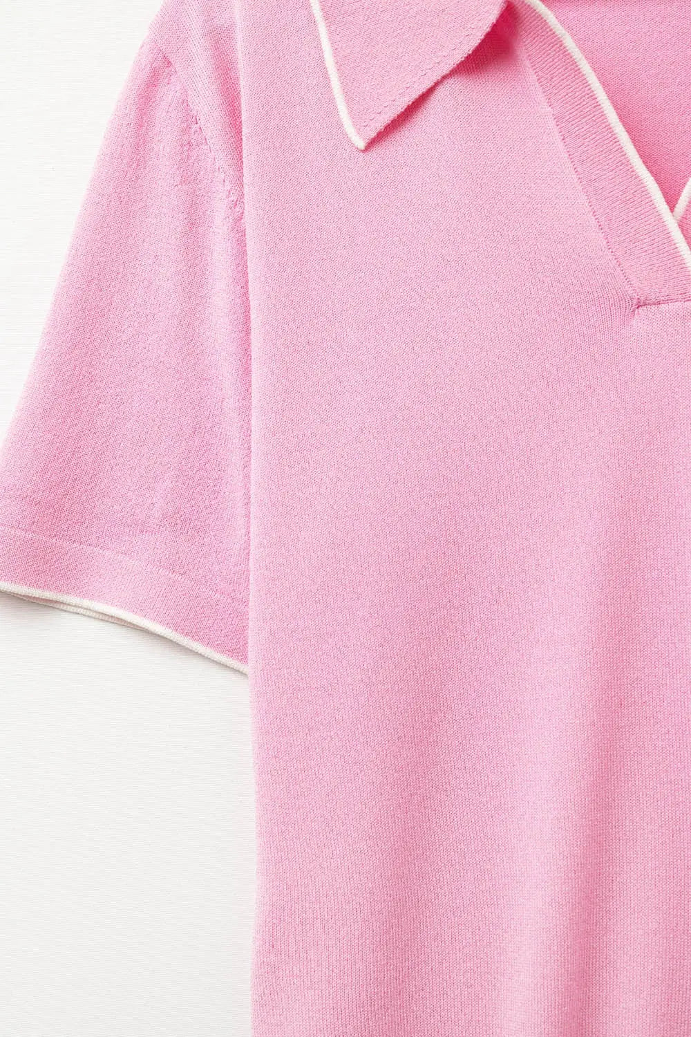 fuchsia knit polo shirt with contrasting detail - One Size / Fuchsia - Sweaters