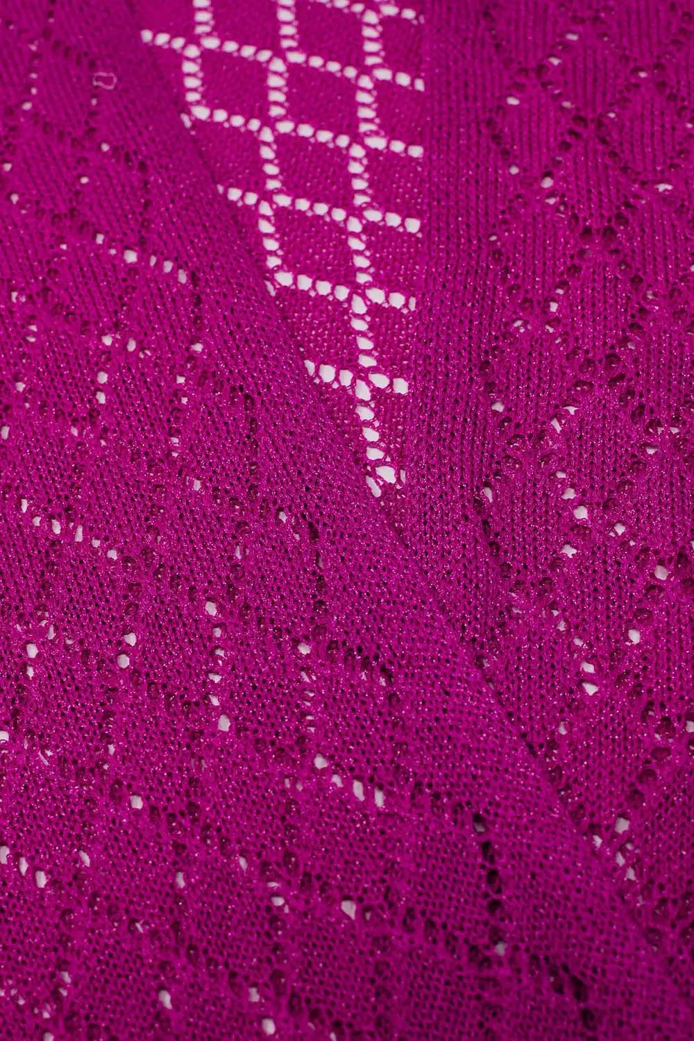 Fuchsia Open Cardigan With Fringe Ends and 3/4 sleeves - One Size / Fuchsia - Sweaters