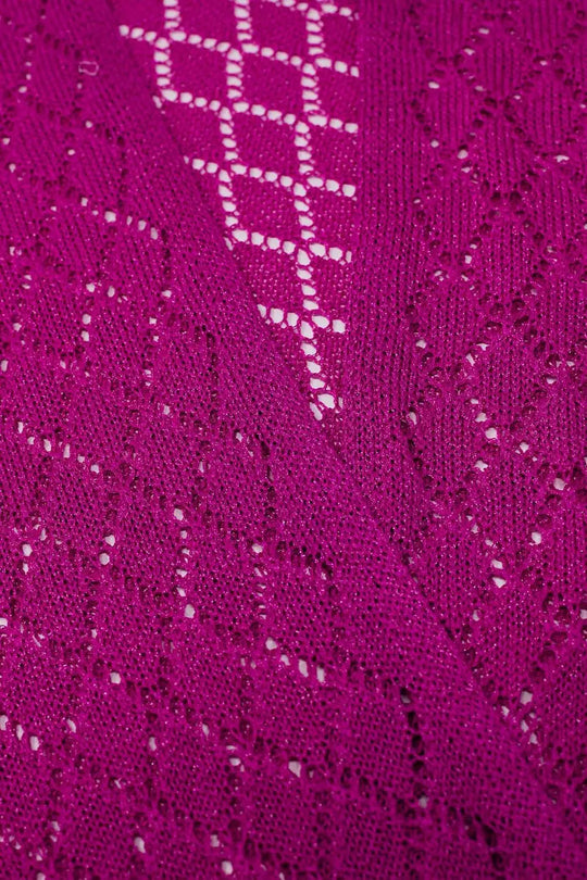 Fuchsia Open Cardigan With Fringe Ends and 3/4 sleeves - One Size / Fuchsia - Sweaters