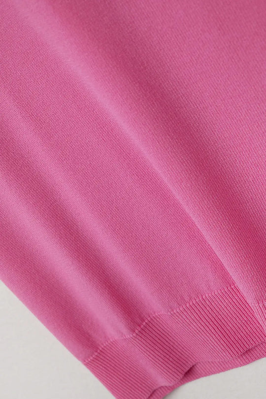 Fucshia fine knit V-neck sweater - One Size / Fuchsia - Sweaters