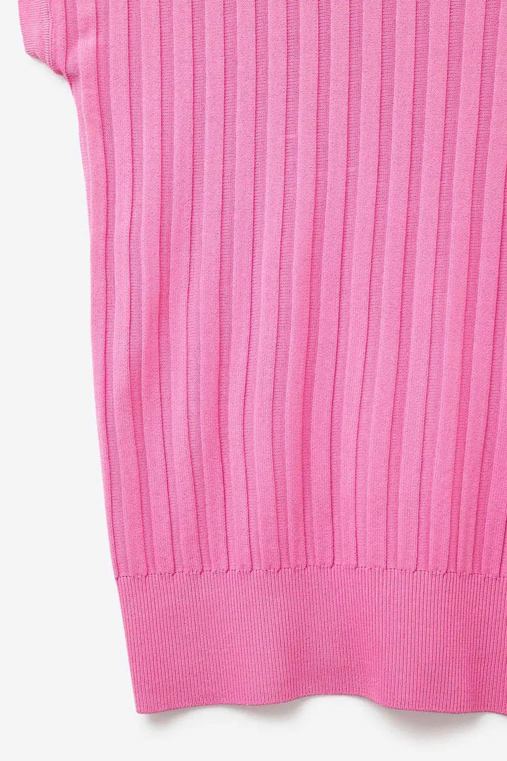 Fucshia fine Rib knitted Sweater with boat neck - One Size / Fuchsia - Sweaters