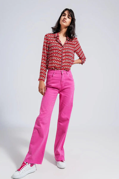 Geo print long sleeve revere shirt - Shirts