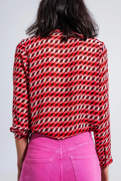 Geo print long sleeve revere shirt - Shirts