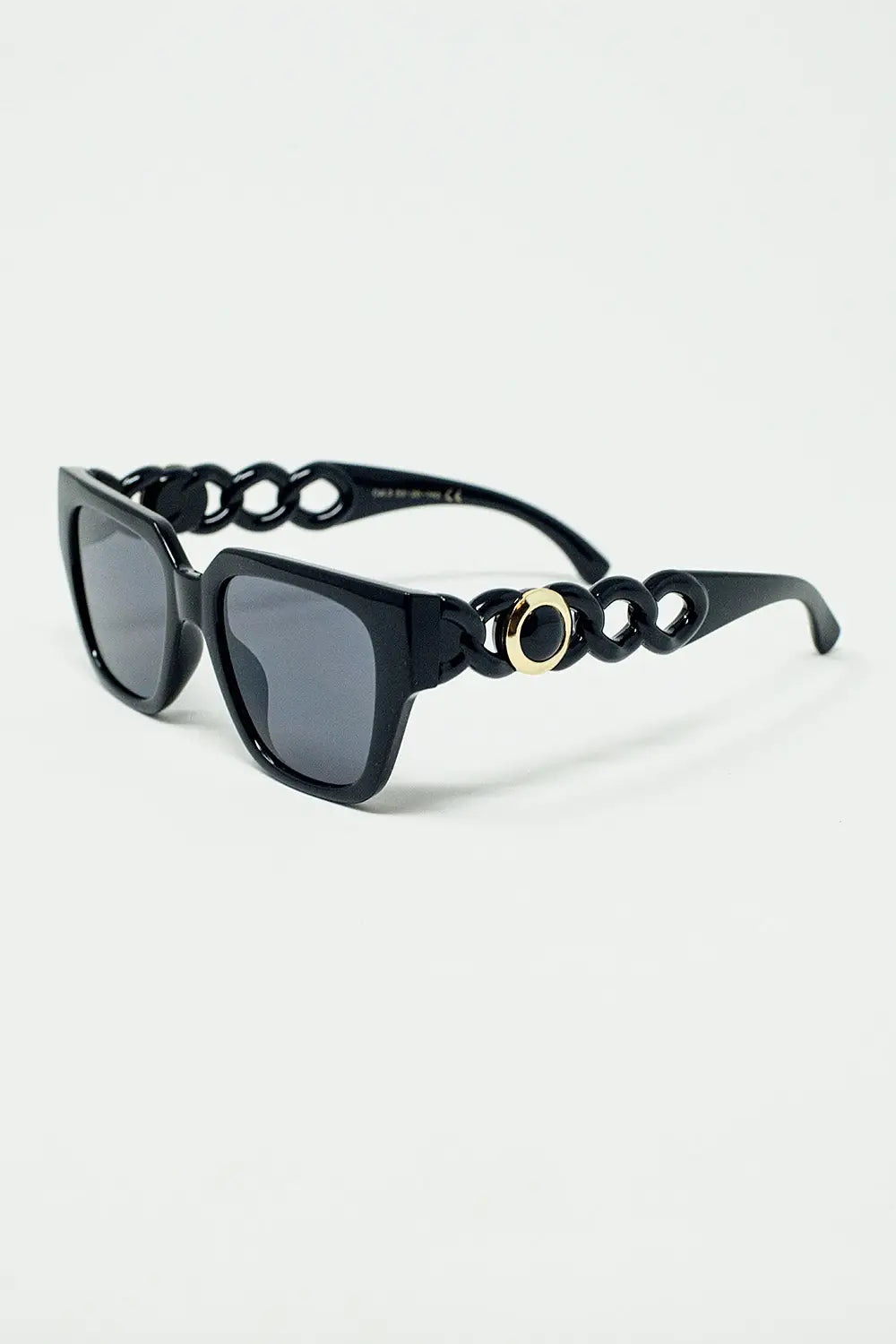 geometric thick black sunglasses with black lens - One Size / Black