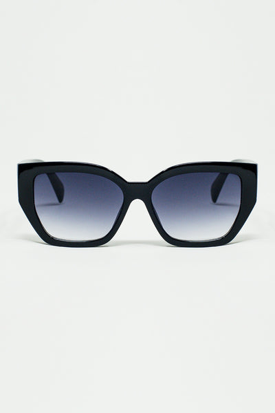 Q2 geometric thick black sunglasses with gradient lens