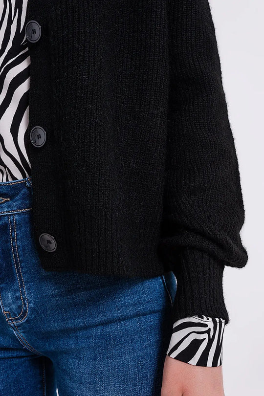 Gilet boutonné noir - Pulls