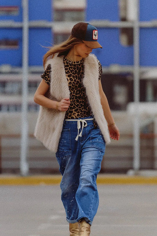 gilet en fourrure fine beige - Vestes