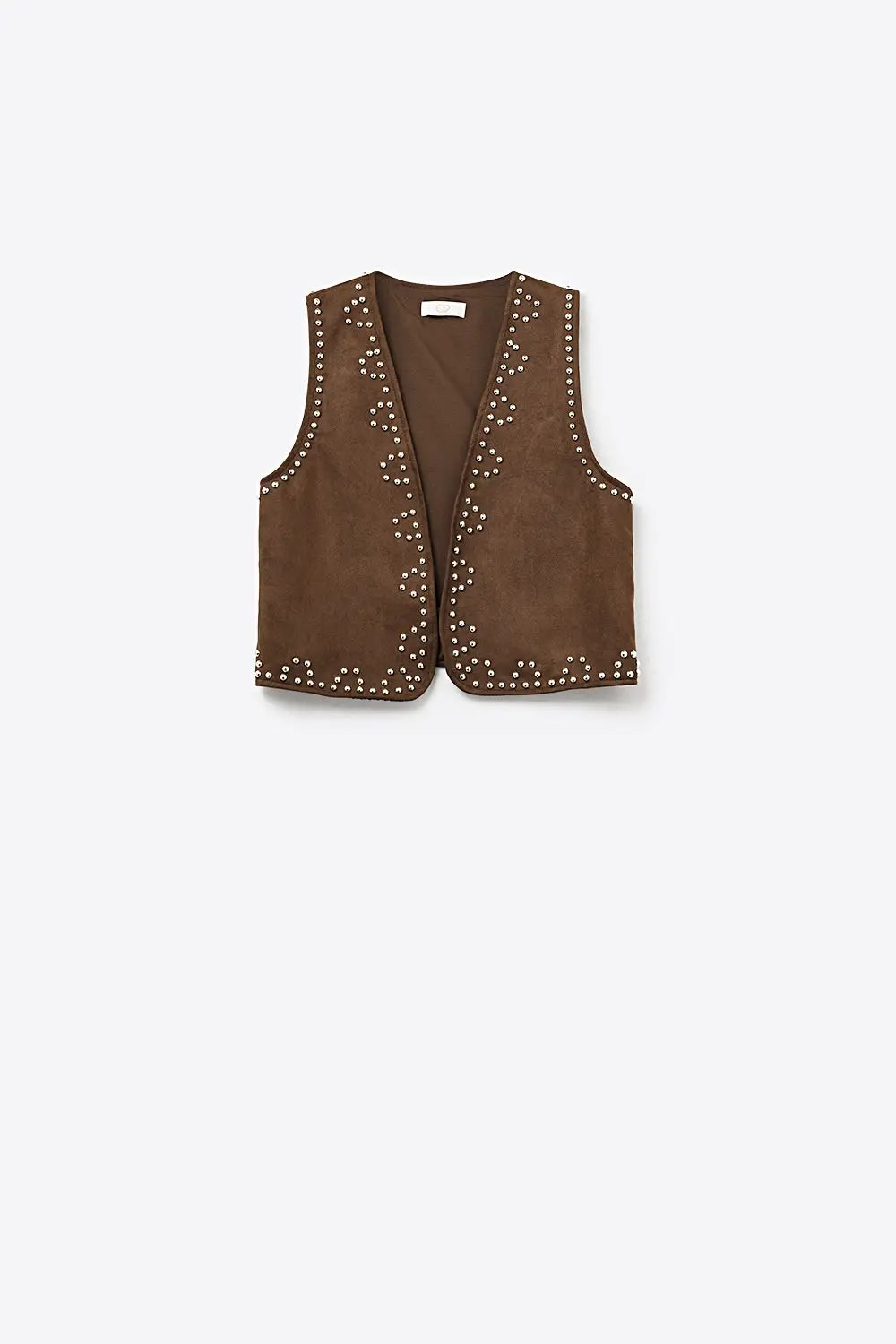 Gilet marron avec détails de clous métalliques - Tops
