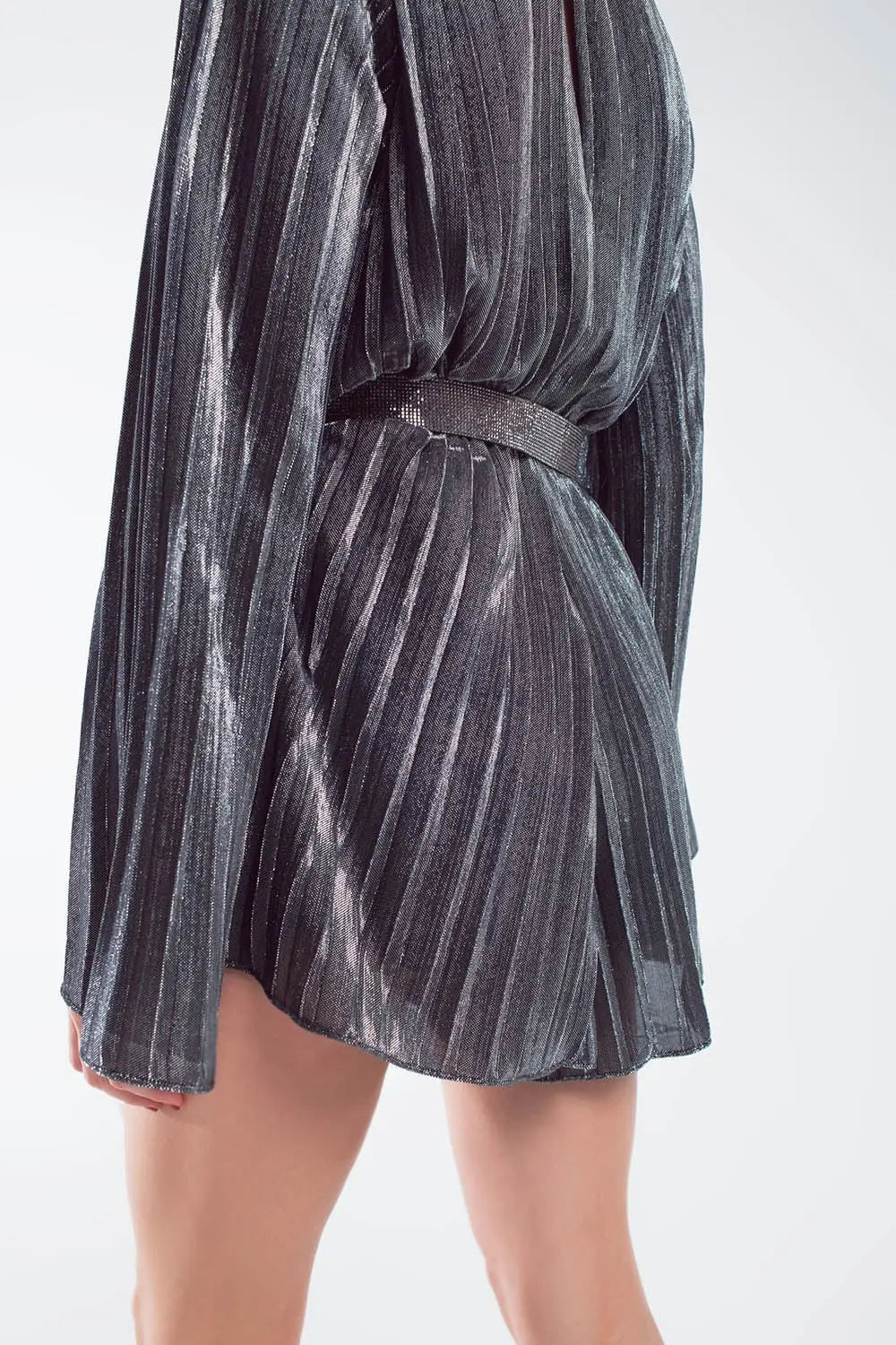 Glitter playsuit in silver with V neck - Dresses