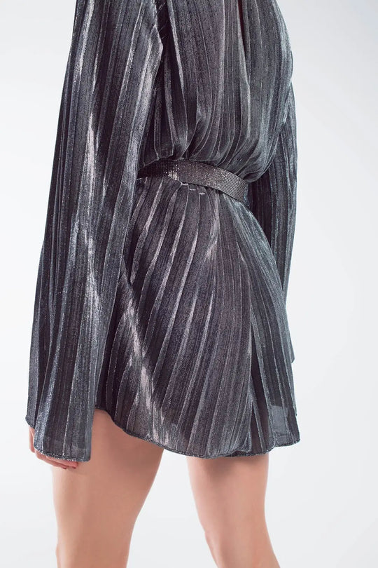 Glitter playsuit in silver with V neck - Dresses