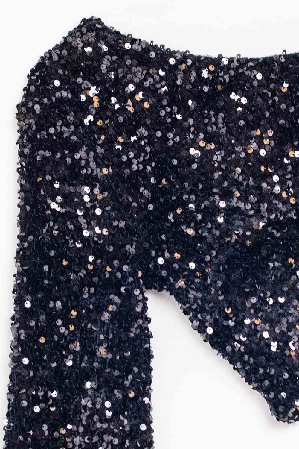 Glitter sequins top with one shoulder in black - Shirts