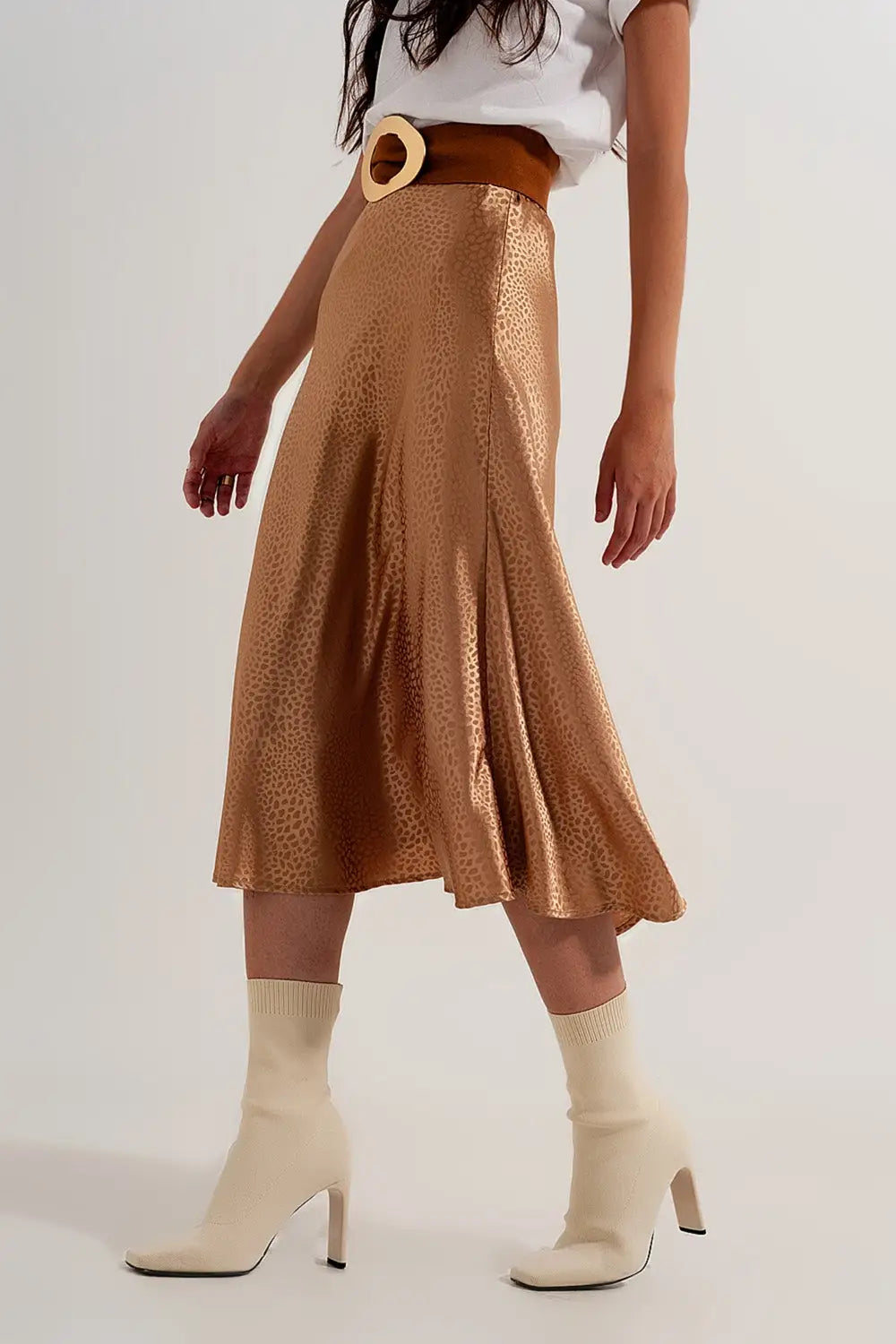 Gold color midi skirt in abstract animal print - Skirts