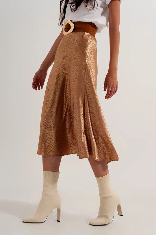 Gold color midi skirt in abstract animal print - Skirts