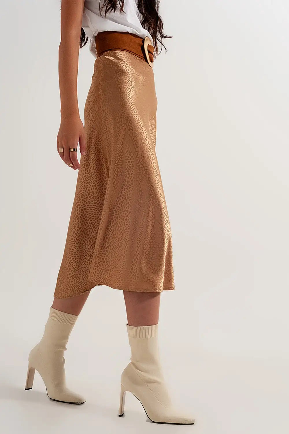 Gold color midi skirt in abstract animal print - Skirts