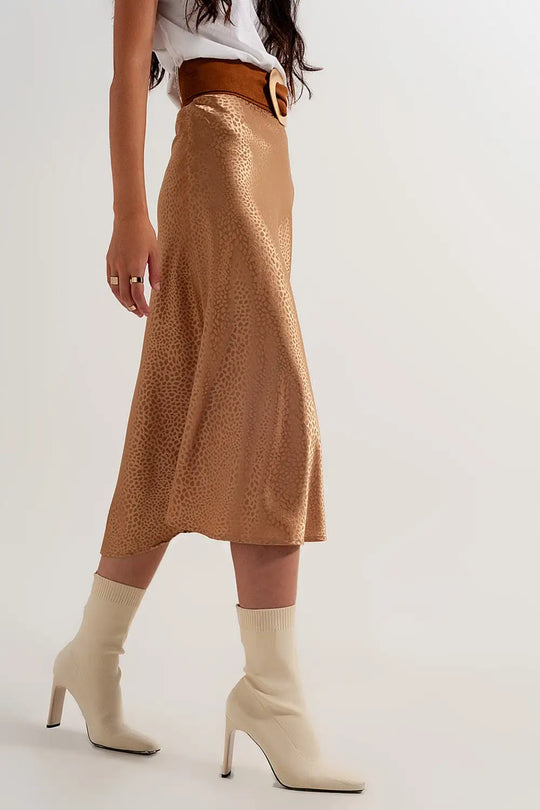 Gold color midi skirt in abstract animal print - Skirts