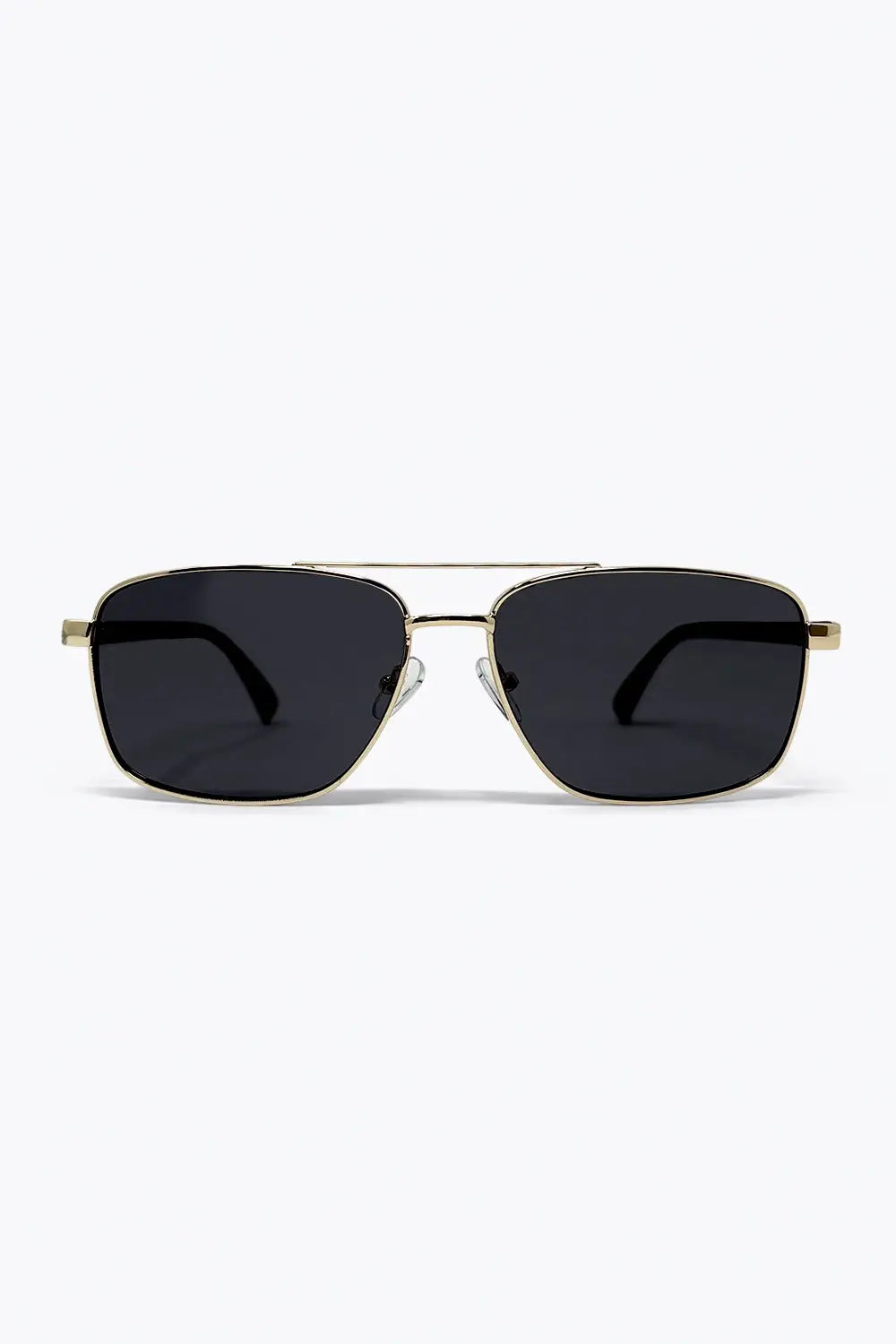 Q2 Gold Square Aviator Sunglasses with Metal Frame