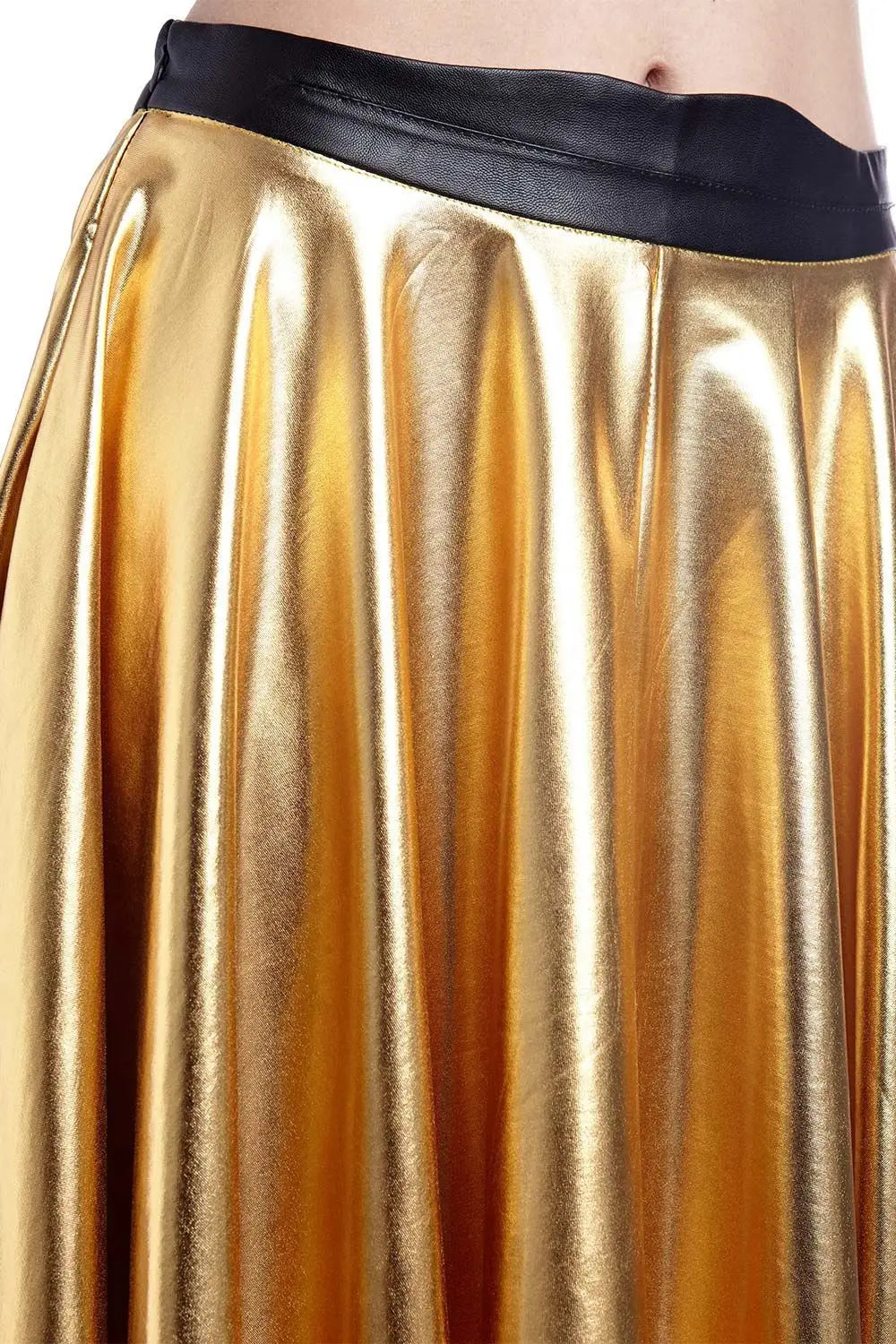 Golden pleated midi skirt in metallic - Skirts