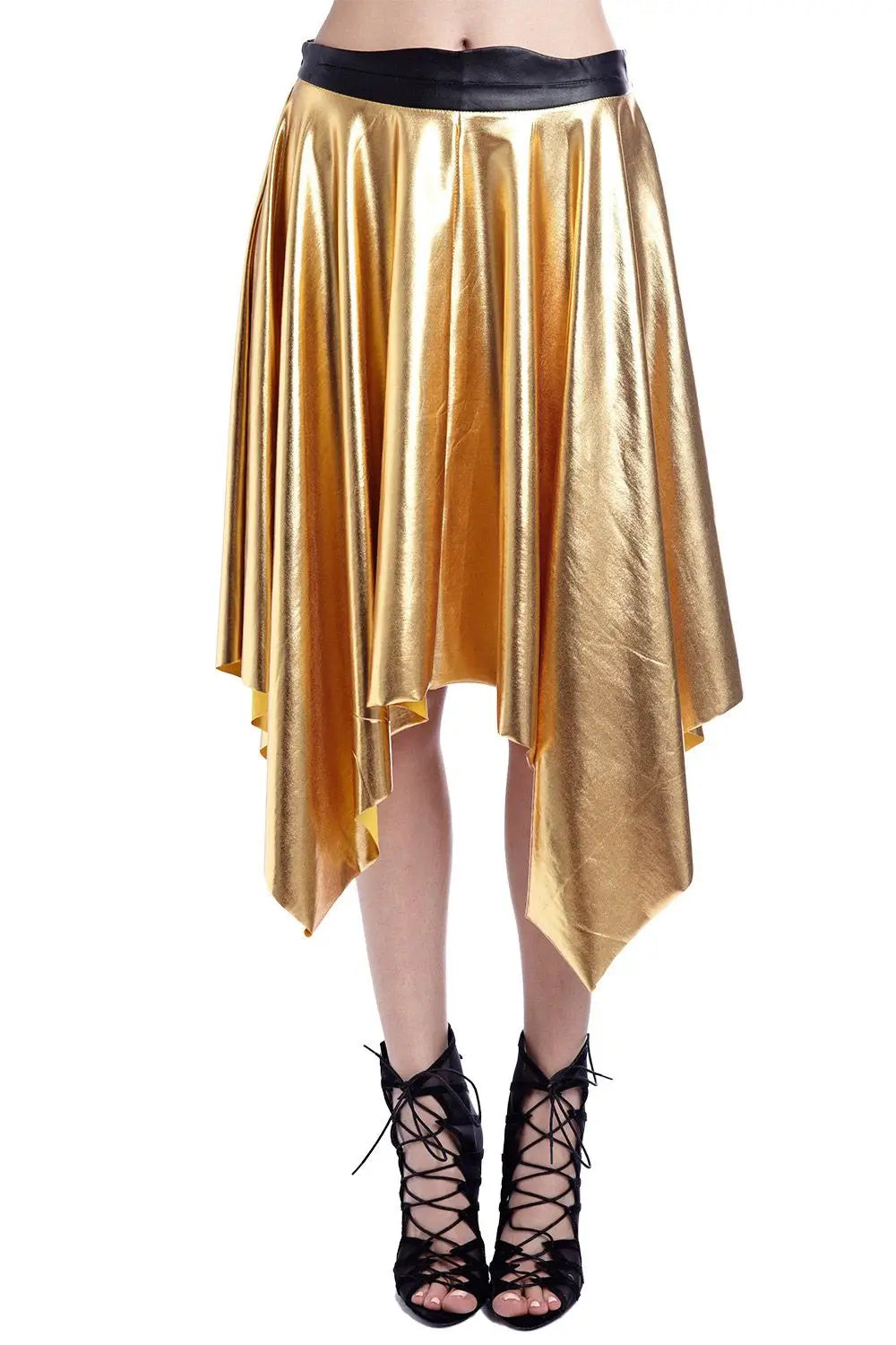 Golden pleated midi skirt in metallic - Skirts