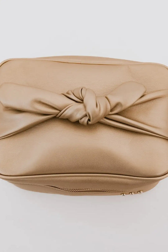 Gold Madelyn Bow Makeup Bag - Gold - Make Up Bag