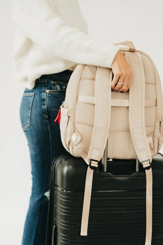 Go-To Organized Puffer Nylon Backpack - Tan - Backpack