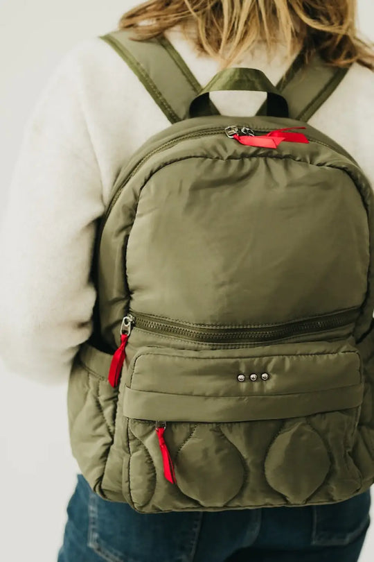 Go-To Organized Puffer Nylon Backpack - Olive - Backpack