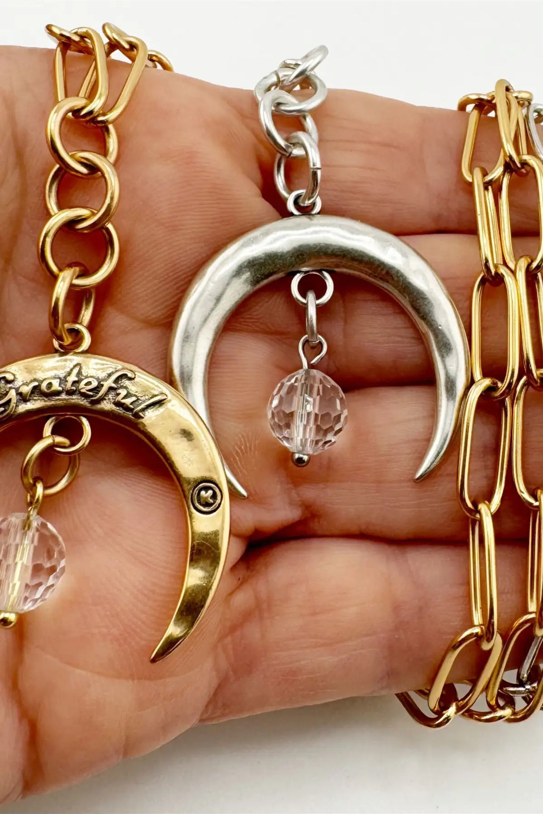 Grateful Crescent Moon Klink Necklace - klink