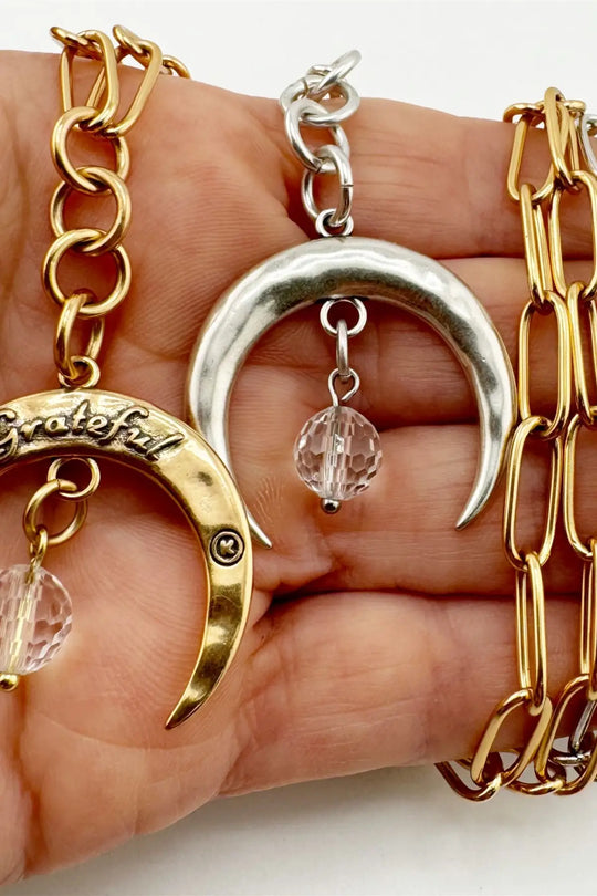 Grateful Crescent Moon Klink Necklace - klink