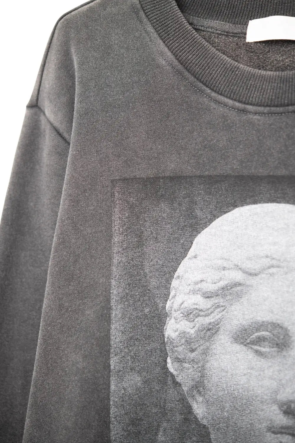 Gray Oversized Sweater with Aged Statue Print - One Size / Grey - Sweaters