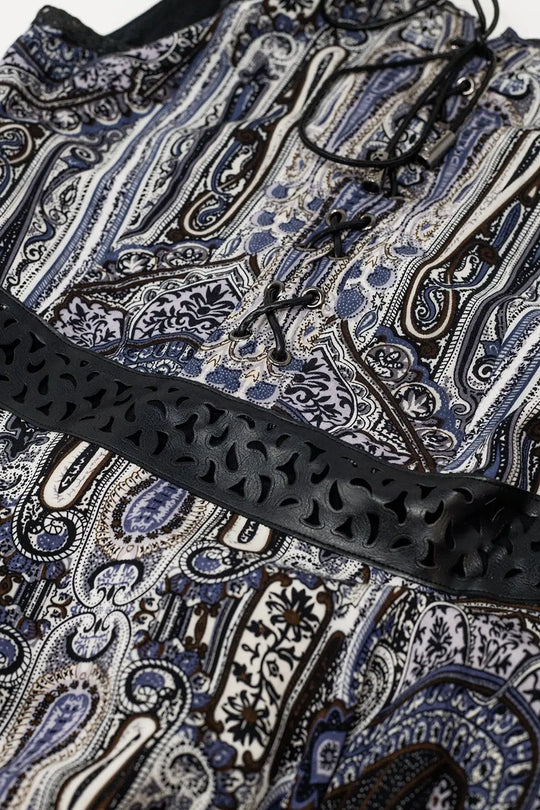 Gray print midi dress with dipped sides - Dresses