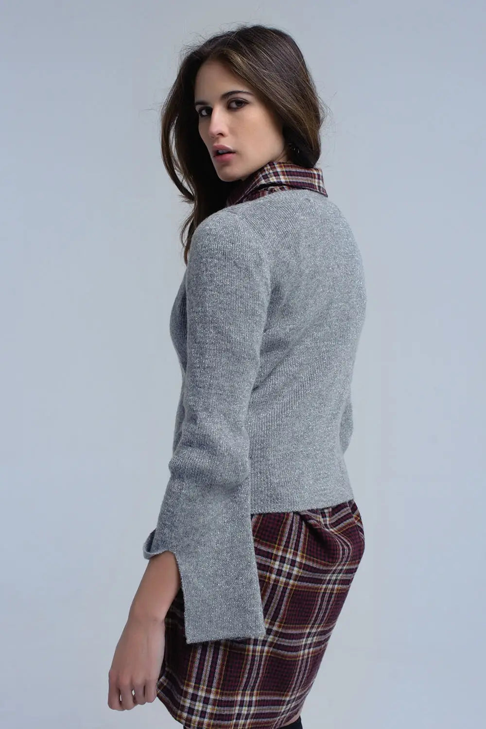 Gray shiny sweater - Sweaters