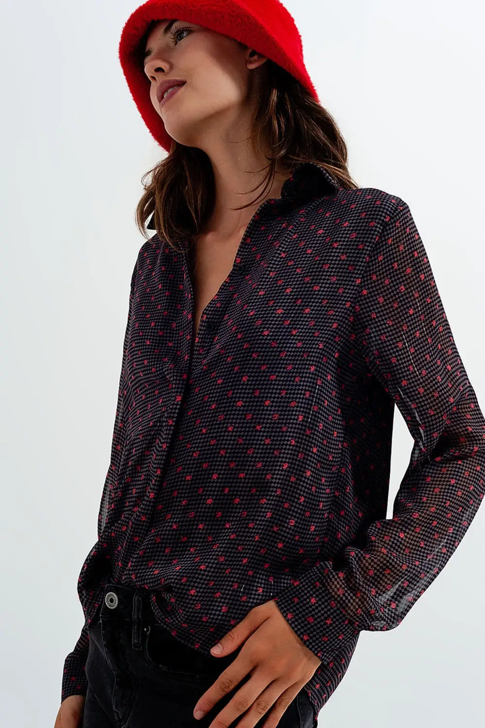 Gray shirt with abstract flower - Shirts