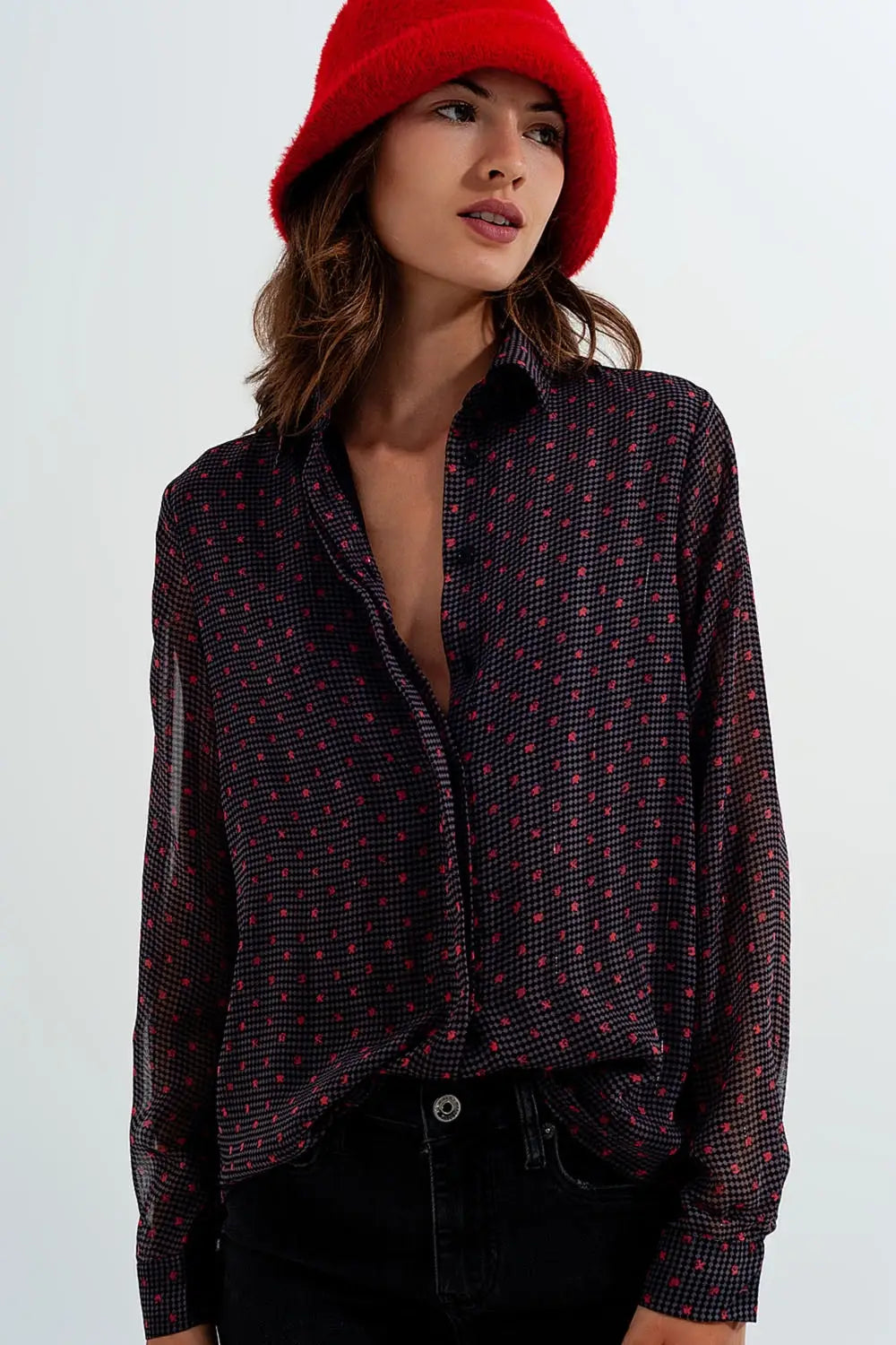 Gray shirt with abstract flower - Shirts