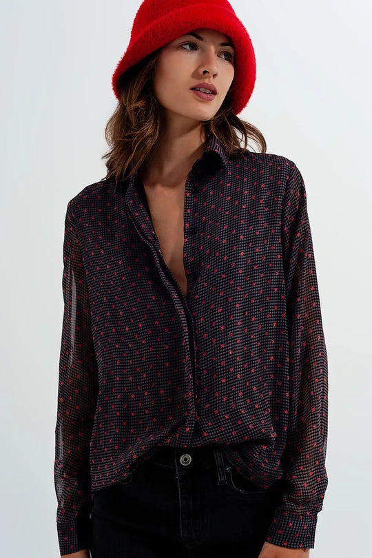 Gray shirt with abstract flower - Shirts