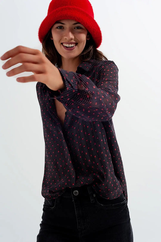 Gray shirt with abstract flower - Shirts