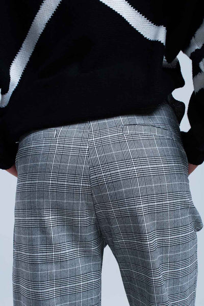 Gray tartan pattern pants