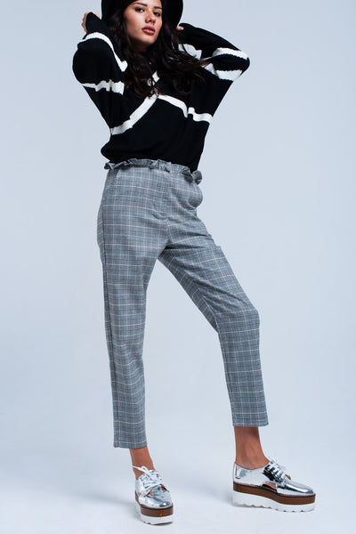 Gray tartan pattern pants