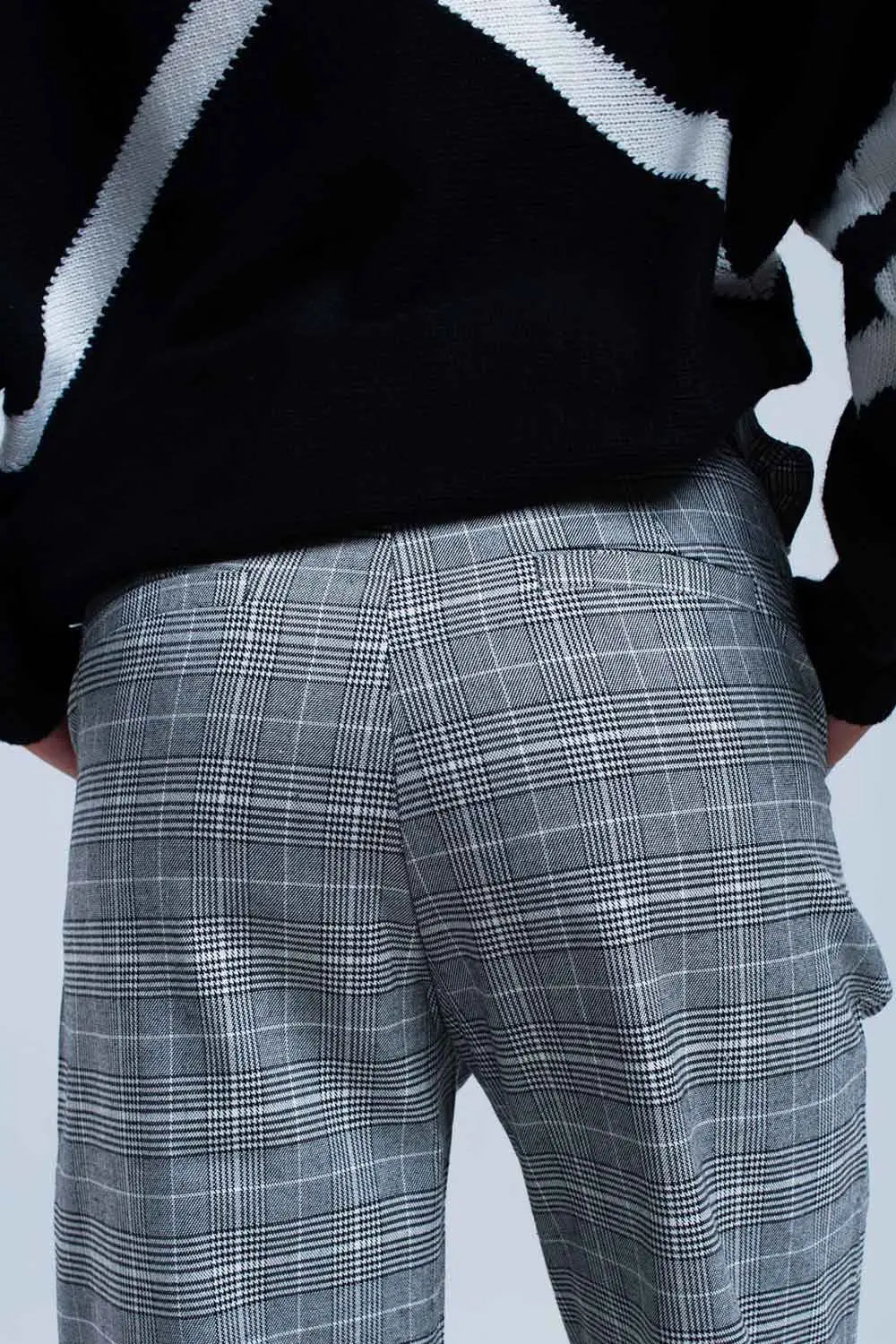 Gray tartan pattern pants - Pants