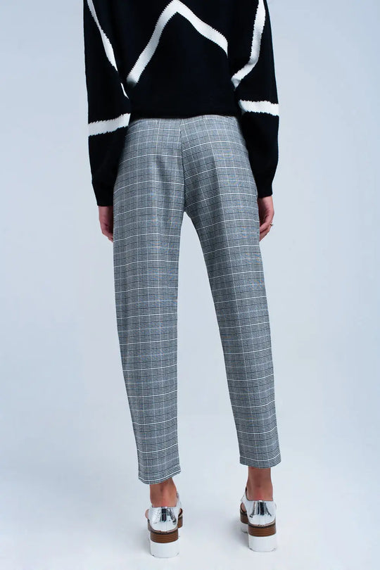 Gray tartan pattern pants - Pants