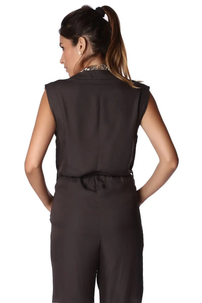 Gray Wrap Jumpsuit - Pants