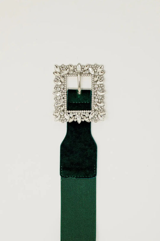 Green Belt with rhinestones and adjustable elastic - One Size / Green - Accesory