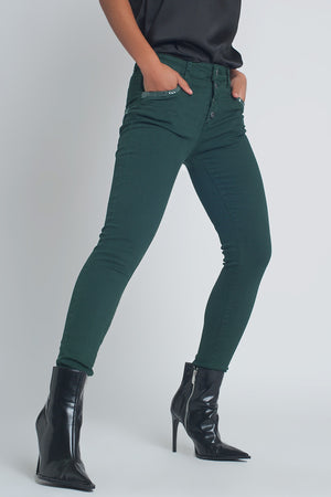 Q2 Green boyfriend Pants with sequin pocket detail