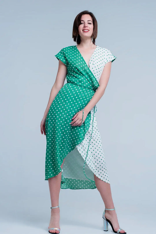 Green dress with polka dots - Dresses