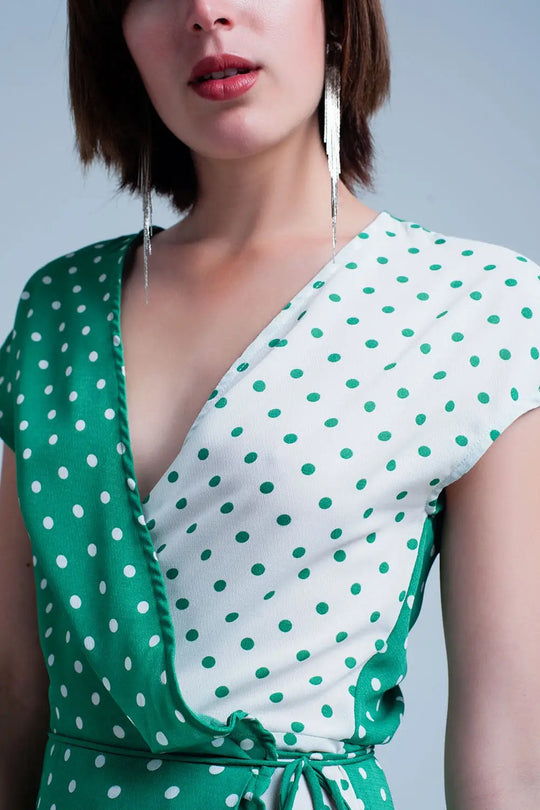 Green dress with polka dots - Dresses